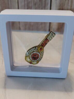Vintage Micro Mosaic Glass Mandolin Brooch, Italy